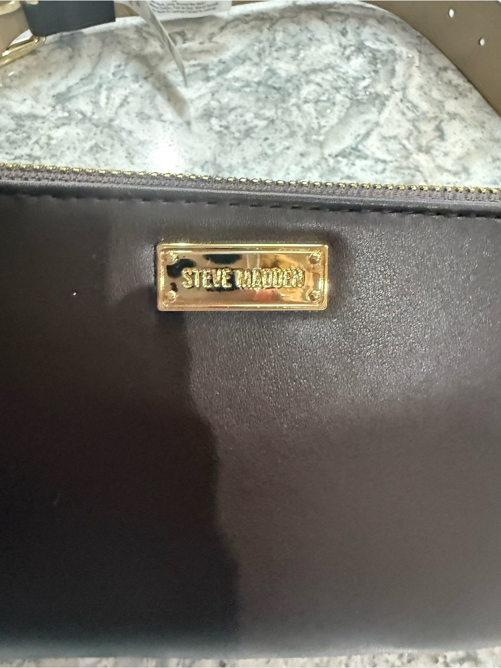 Steve Madden Brown belt bag/ cross body with Gold Plaque NWT - Picture 2 of 6